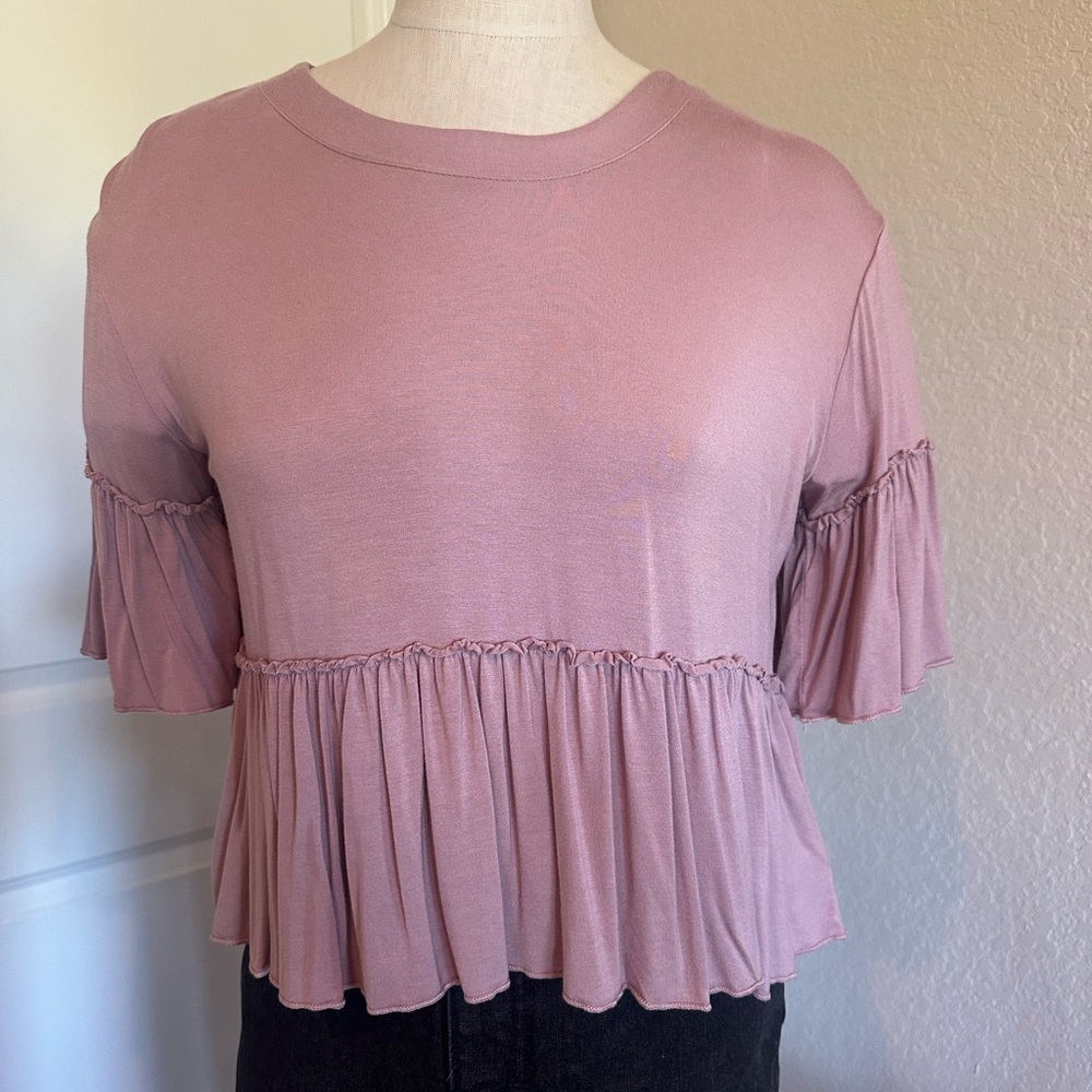 Chic Mauve Ruffled Women's Blouse